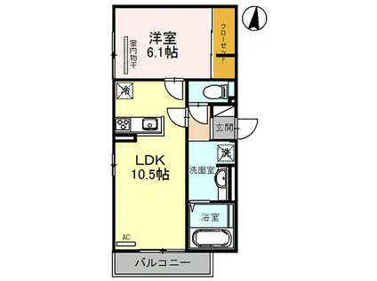 近鉄南大阪線 河内松原駅 徒歩10分 3階建 築6年(1LDK/1階)の間取り写真