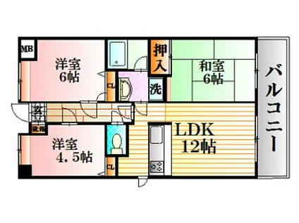 SS八木ハイツ(3LDK/6階)の間取り写真