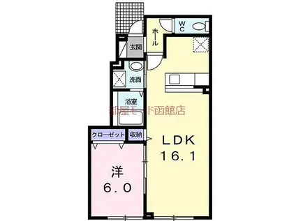 道南いさりび鉄道 上磯駅 徒歩7分 2階建 築11年(1LDK/1階)の間取り写真
