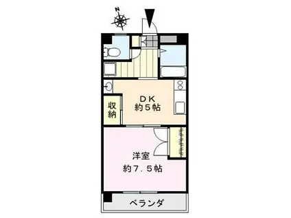西鉄天神大牟田線 宮の陣駅 徒歩28分 3階建 築26年(1DK/2階)の間取り写真