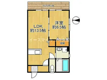 GARDEN白壁(1LDK/2階)の間取り写真