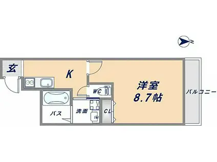 フジパレス新深江VIII番館(1K/3階)の間取り写真