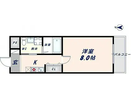 セゾンクレアスタイル新今里(1K/2階)の間取り写真