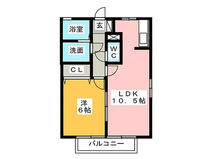 セジュールK(1LDK/2階)の間取り写真