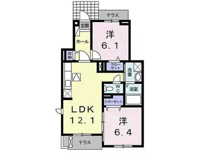 セレッソC(2LDK/1階)の間取り写真