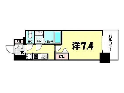 エスライズ神戸三宮山手通1番館(1K/9階)の間取り写真