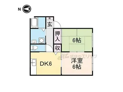 JR北陸本線 長浜駅 徒歩37分 2階建 築25年(2DK/1階)の間取り写真