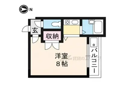 京阪本線 丹波橋駅 徒歩3分 4階建 築29年(1K/1階)の間取り写真
