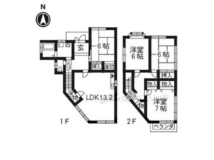 近鉄京都線 小倉駅(京都) 徒歩8分 2階建 築26年(4LDK)の間取り写真