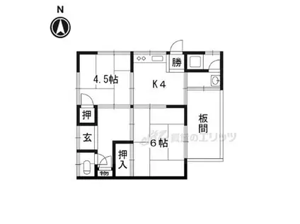 近鉄京都線 向島駅 徒歩22分 1階建 築57年(2K)の間取り写真