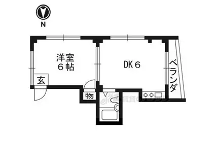 ヴィラ醍醐(1DK/4階)の間取り写真