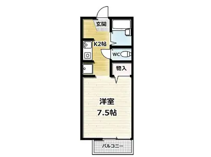 サニーハイツ中川C棟(1K/1階)の間取り写真