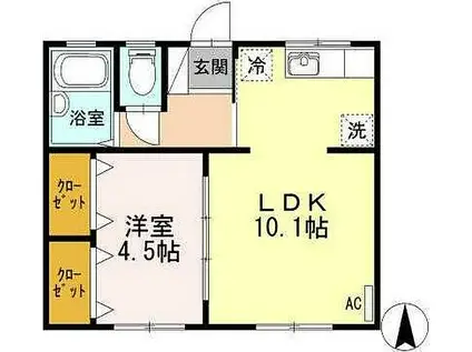 新浜マンション(1LDK/3階)の間取り写真