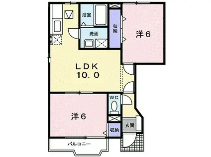 サンシティー国府D(2LDK/1階)の間取り写真