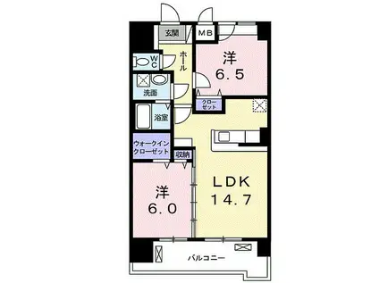 グランクリュ佐古 イースト(2LDK/12階)の間取り写真