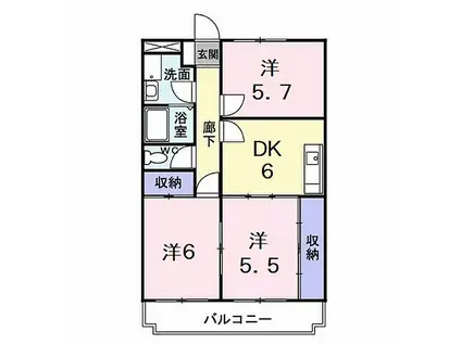 エトワール北矢三(3DK/3階)の間取り写真