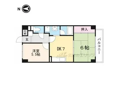 エクセルコート高槻I号館(2DK/2階)の間取り写真