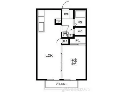 松村ハイツD棟(1LDK/2階)の間取り写真