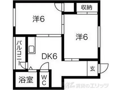 木下マンション(2DK/2階)の間取り写真