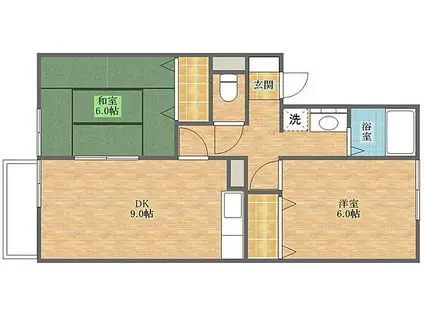 メゾンド中村(2DK/1階)の間取り写真