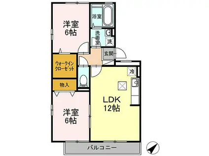 セジュール影橋A棟(2LDK/1階)の間取り写真