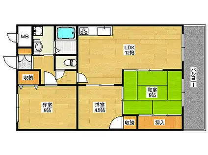 シャルマン財官II(3LDK/4階)の間取り写真