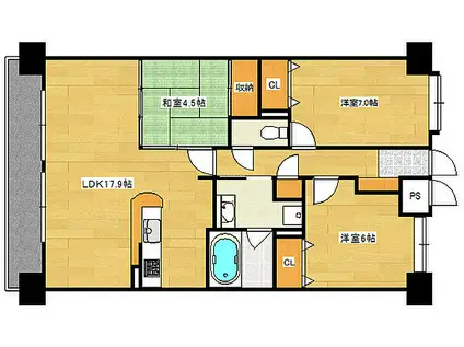 ヴェルディ古江東(3LDK/2階)の間取り写真