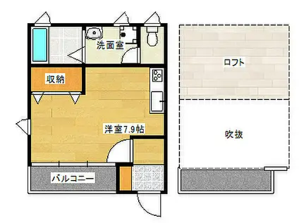 リノリノアパートメントコイン通II(ワンルーム/1階)の間取り写真