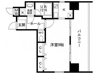 ライフメント堺町II(1K/6階)の間取り写真
