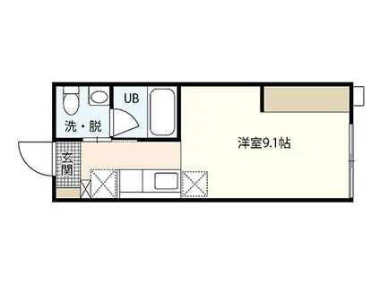 リバーノース海田(ワンルーム/1階)の間取り写真
