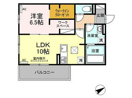 アップス安東D-III(1LDK/1階)の間取り写真
