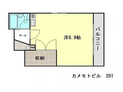 広島電鉄8系統 舟入町駅 徒歩4分 4階建 築34年(ワンルーム/2階)の間取り写真