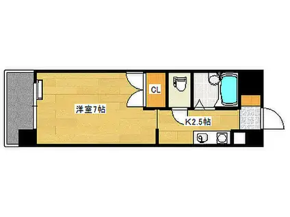 広島電鉄宮島線 井口駅(広島) 徒歩3分 5階建 築36年(1K/4階)の間取り写真