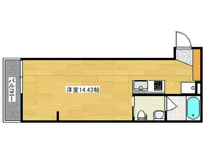 広島電鉄1系統 宇品三丁目駅 徒歩19分 3階建 築7年(ワンルーム/3階)の間取り写真