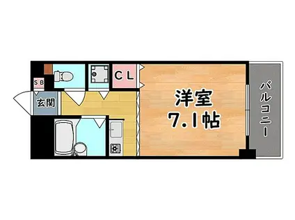 阪神本線 西灘駅 徒歩1分 5階建 築22年(1K/4階)の間取り写真