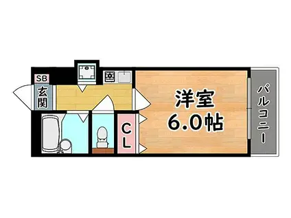 JR東海道・山陽本線 六甲道駅 徒歩8分 4階建 築21年(1K/2階)の間取り写真