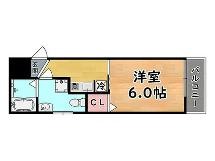 JR東海道・山陽本線 六甲道駅 徒歩3分 4階建 築37年(1K/4階)の間取り写真