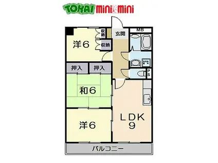 コンフォート悠とぴあ(3LDK/3階)の間取り写真