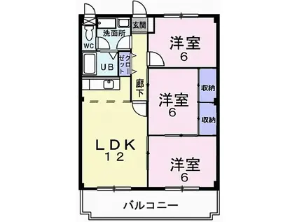 ニューマリッチ美貴(3LDK/3階)の間取り写真