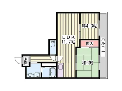 サムティ南多聞台(2LDK/4階)の間取り写真