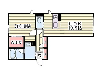 サンビューロ・シンエイ(1LDK/1階)の間取り写真