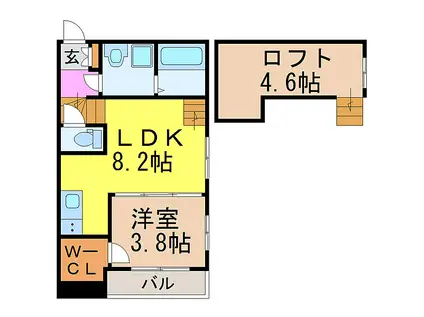 名古屋市営桜通線 鶴里駅 徒歩6分 2階建 築6年(1SLDK/1階)の間取り写真