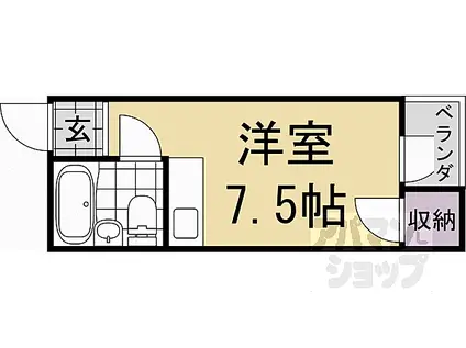 京阪本線 神宮丸太町駅 徒歩10分 4階建 築41年(ワンルーム/4階)の間取り写真