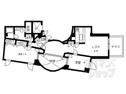 京都市営烏丸線 北山駅(京都) 徒歩10分 5階建 築34年(2LDK/3階)の間取り写真