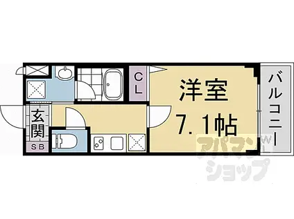ベラジオ雅び京都円町II(1K/4階)の間取り写真