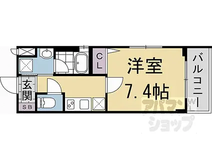 ベラジオ雅び京都円町II(1K/3階)の間取り写真