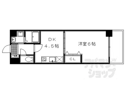 京都市営烏丸線 烏丸御池駅 徒歩6分 10階建 築12年(1DK/2階)の間取り写真