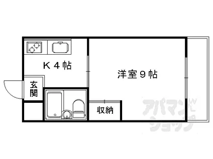 JR山陰本線 太秦駅(ＪＲ) 徒歩12分 4階建 築42年(1K/3階)の間取り写真