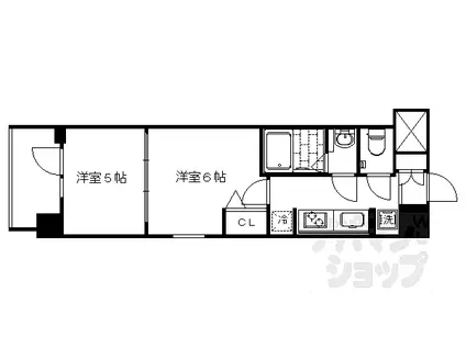 阪急京都本線 西京極駅 徒歩12分 7階建 築5年(2K/5階)の間取り写真
