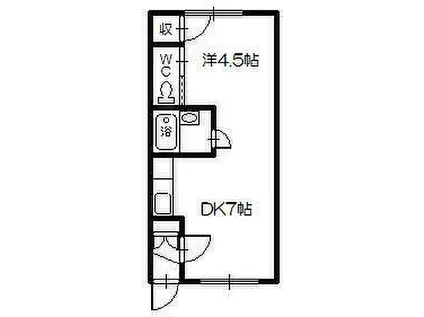 JR函館本線 近文駅 徒歩32分 2階建 築37年(1DK/2階)の間取り写真
